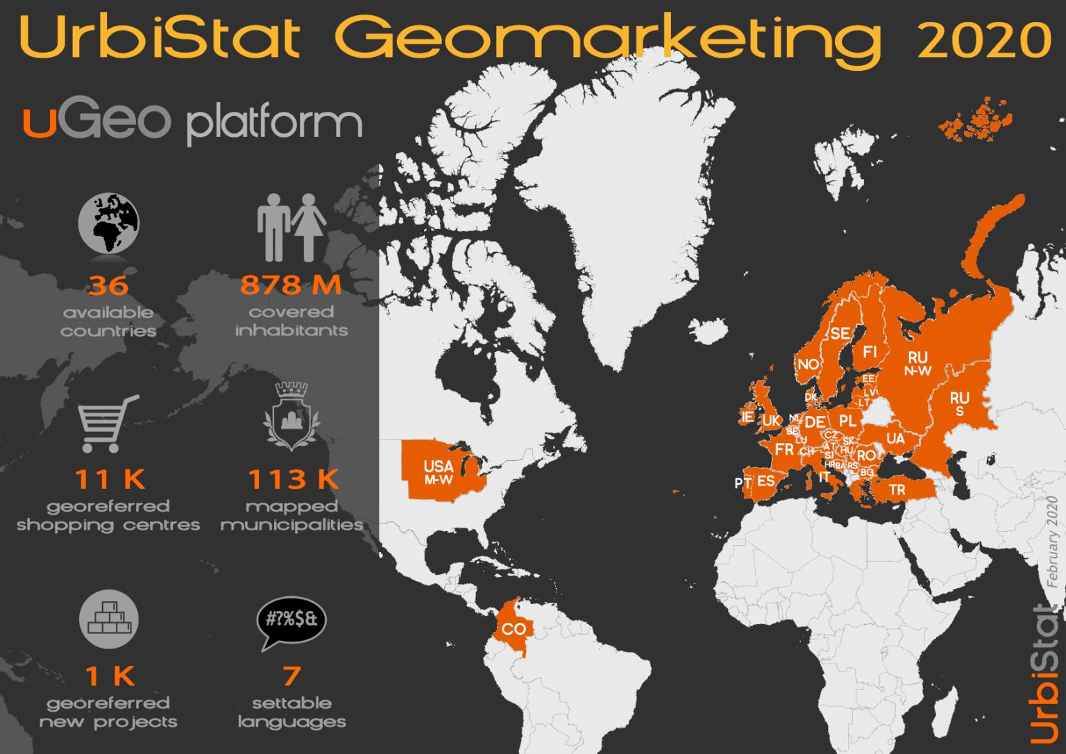 Countries covered by uGeo geomarketing services 2020