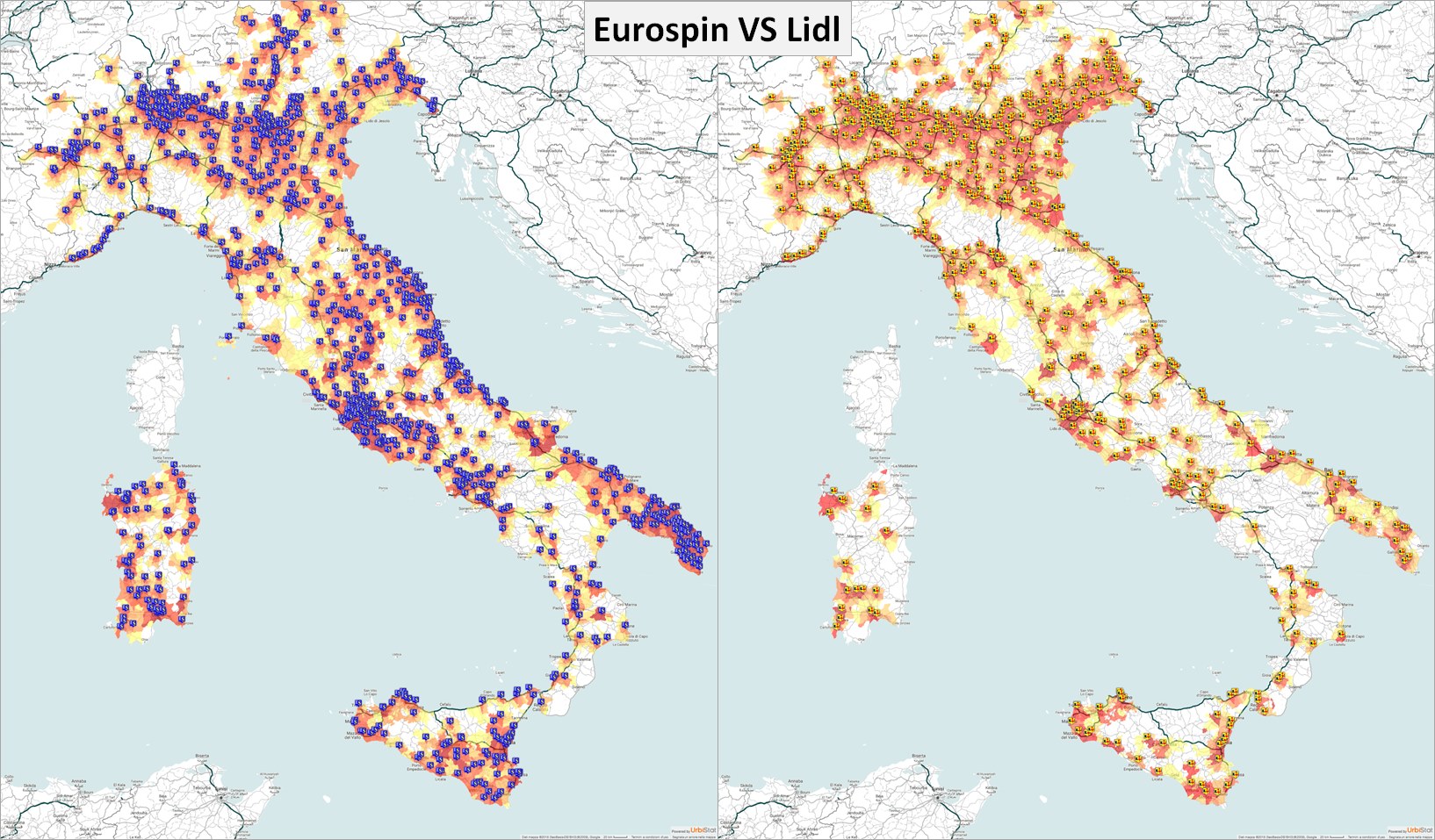 Mappa Copertura: Eurospin VS Lidl